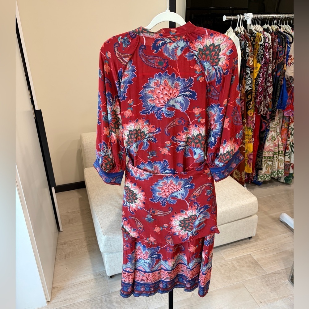 Farm Rio: Luang Red Maxi Dress with blue scarves - Mty - Picture 14 of 15